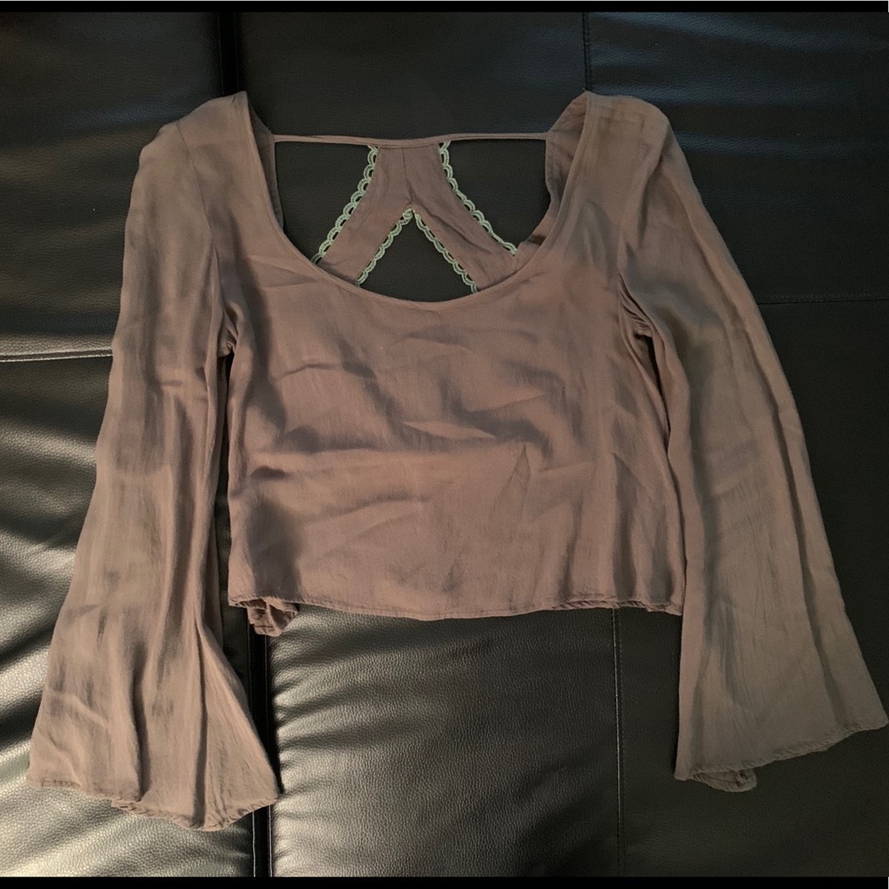 Olive Colored Long sleeved Crop Top